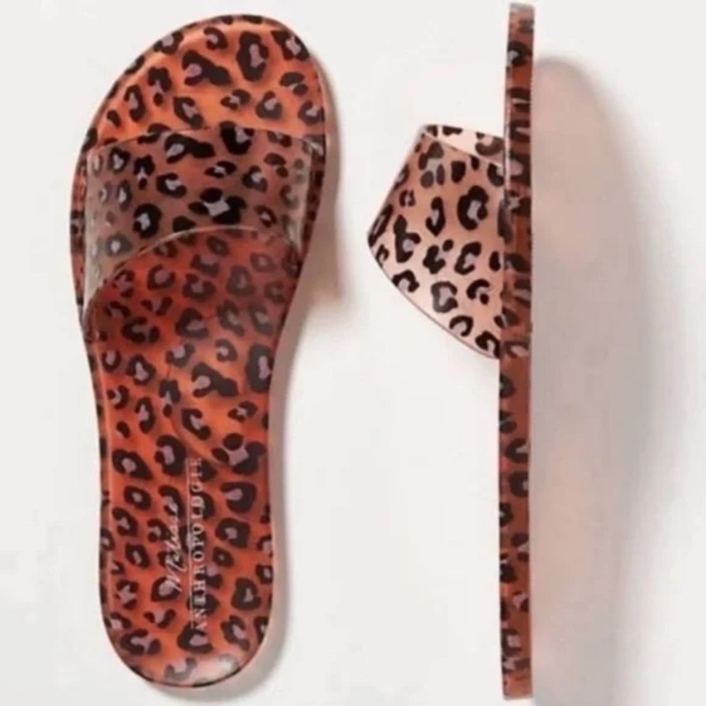 Anthropologie x Matisse Leopard Jelly Slides Sandals size 6